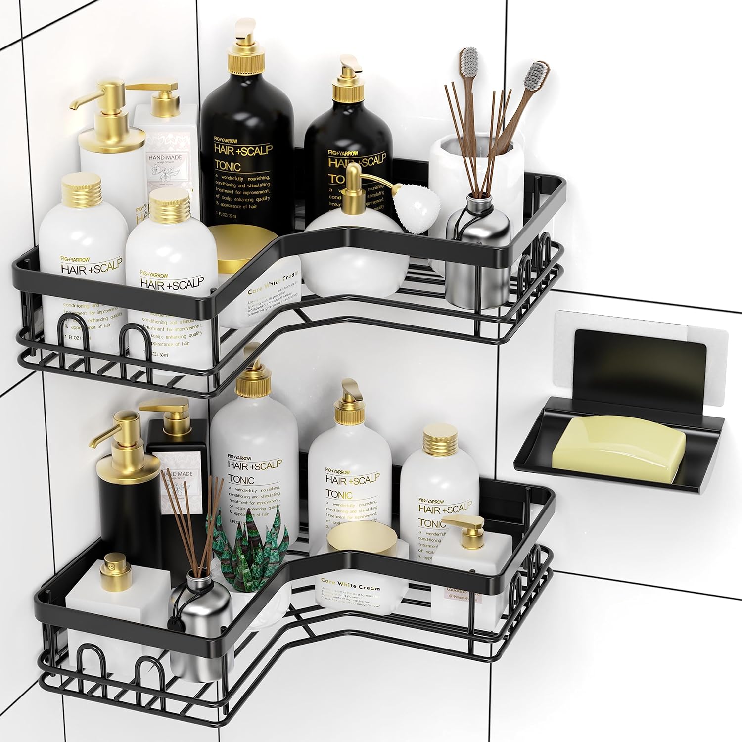 Endil Corner Shower Caddy Shower Organizer Corner Shower Shelf with Soap Rack