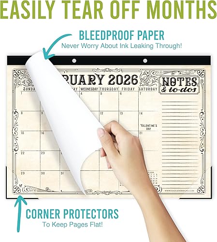Miniatura 6 de Hadley Designs Calendario de escritorio grande 2026-2027, calendarios mensuales de escritorio para profesores 2026-2027, calendario de escritorio