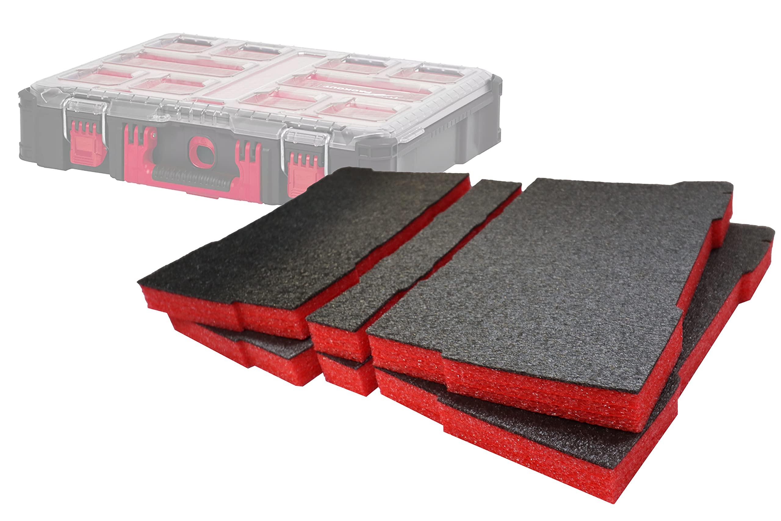 Shadow Foam Milwaukee Packout Organizer [Doppelpack] Schaumstoff für Milwaukee Packout Modular Systeme | Ideal für Lean, 5S, Kaizen & Custom Organizer (30mm, Rot)