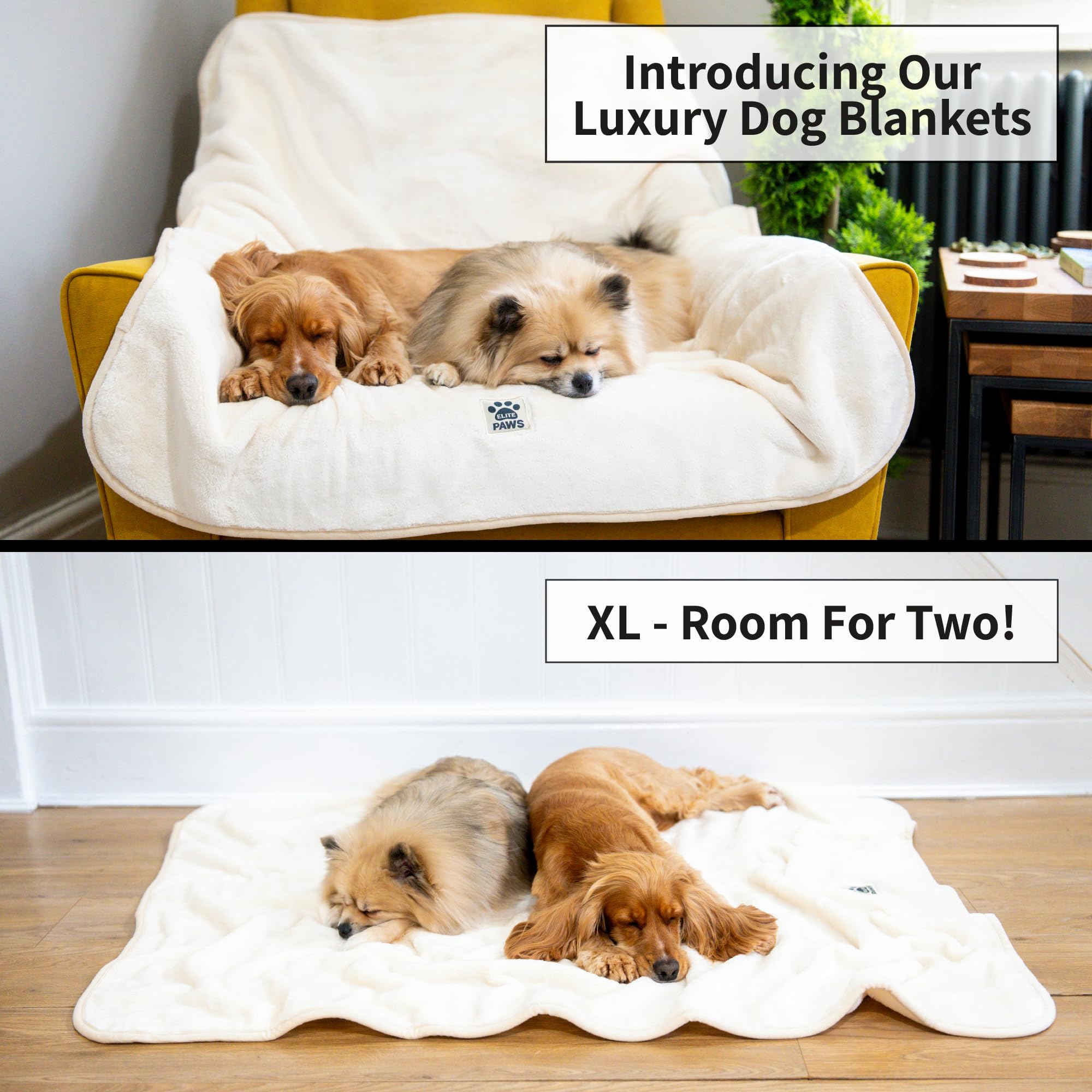 Elite Paws® UK: Luxury Large Dog Blanket, Beautifully Soft & Plush Cream Fleece, 130×100cm - Image 2