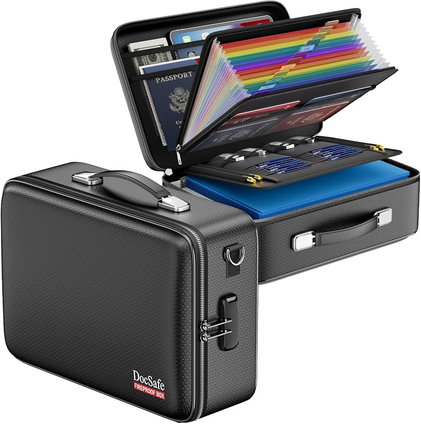 Docsafe Fireproof Document Box With Lock Hard Case File Organizer ...