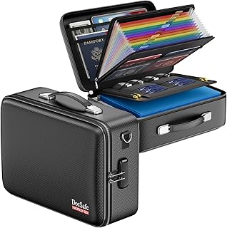DocSafe Fireproof Document Box with Lock, Hard Case File Organizer with Accordion File Folder, Fireproof Water Resistant S...