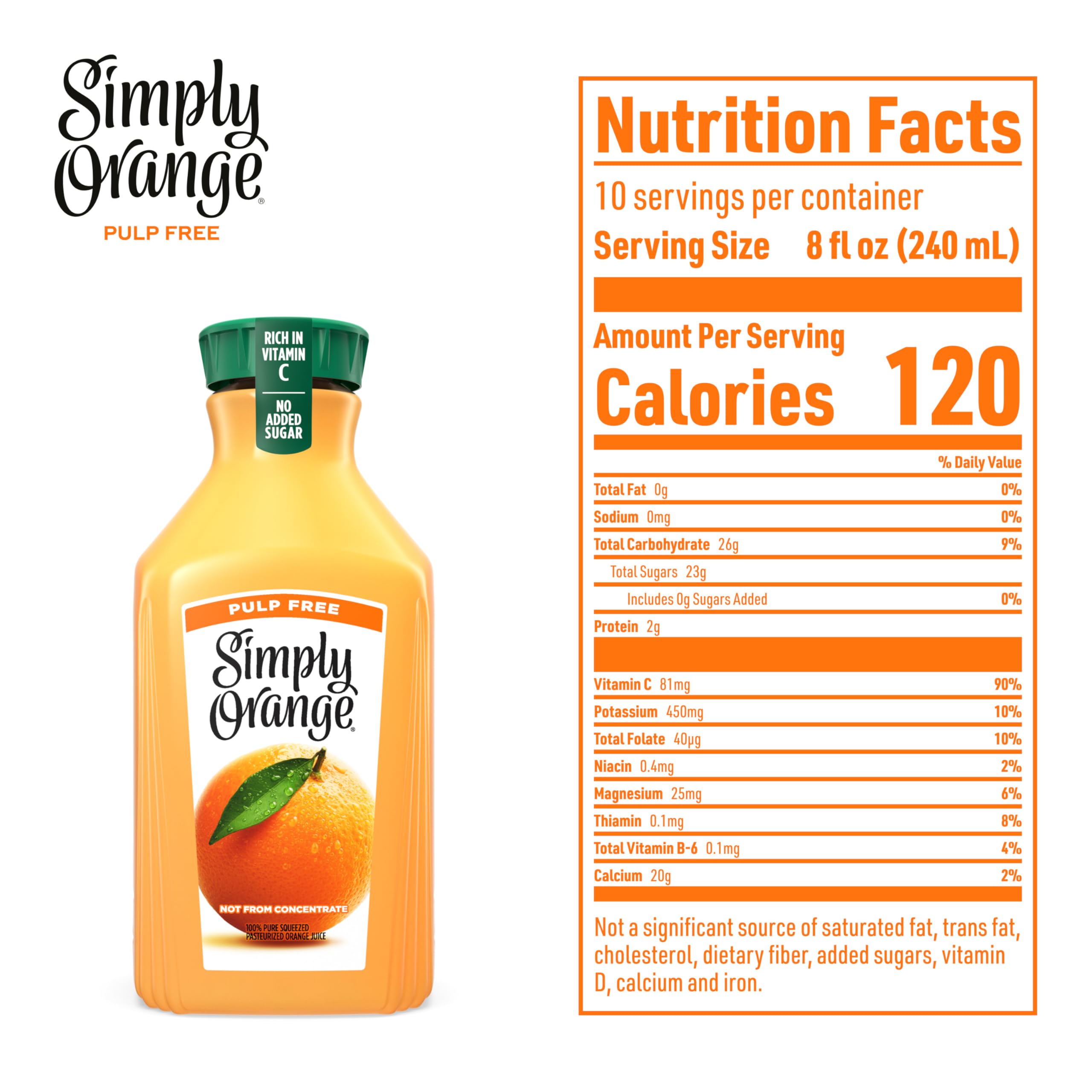 Simply Orange Pulp Free Orange Juice, 76 fl oz