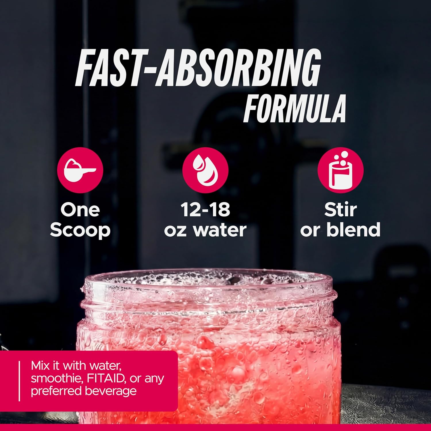 FITAID Creatine Monohydrate Powder, CreaPure, Watermelon Rush, ATP Production for Weightlifting, Cycling, Zero Sugar, Smooth-Mixing, Easy on Stomach, Resealable, 60 Servings
