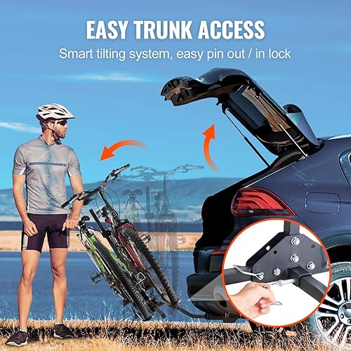 Miniatura 4 de VEVOR Portabicicletas de montaje en enganche, soporte para bicicletas eléctricas de capacidad de 80 libras, estilo de plataforma de 2 bicicletas
