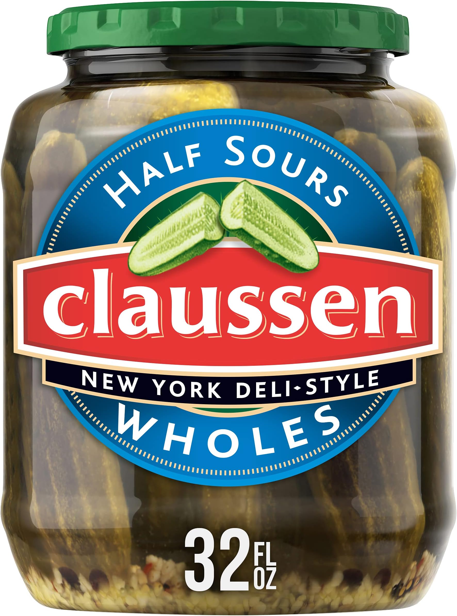 Claussen Half Sours New York Deli-Style Whole Pickles, 32 fl oz Jar