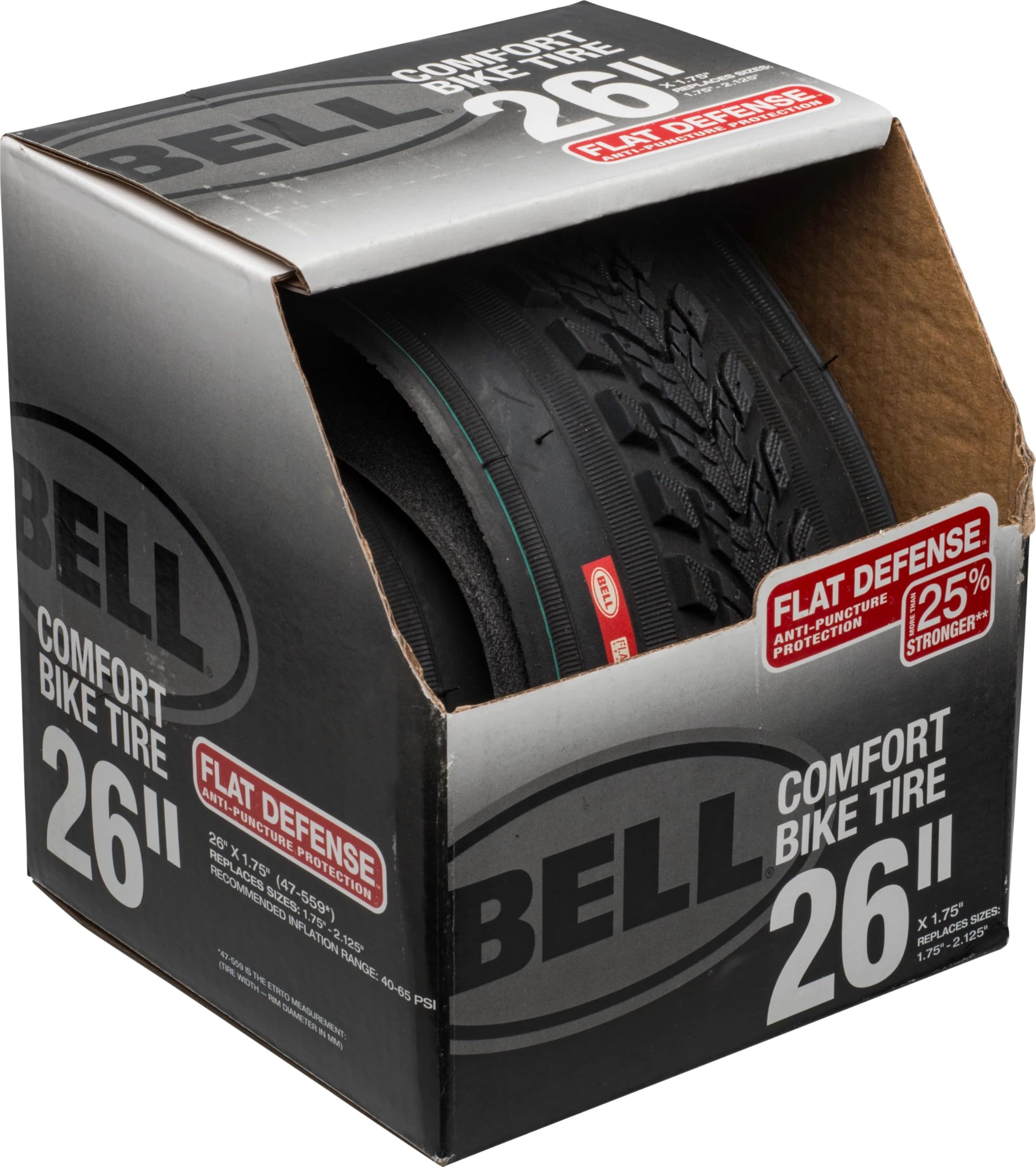 BELL 7091022 Flat Defense Comfort Pneu de vélo Noir 26 x 1,7-2,2