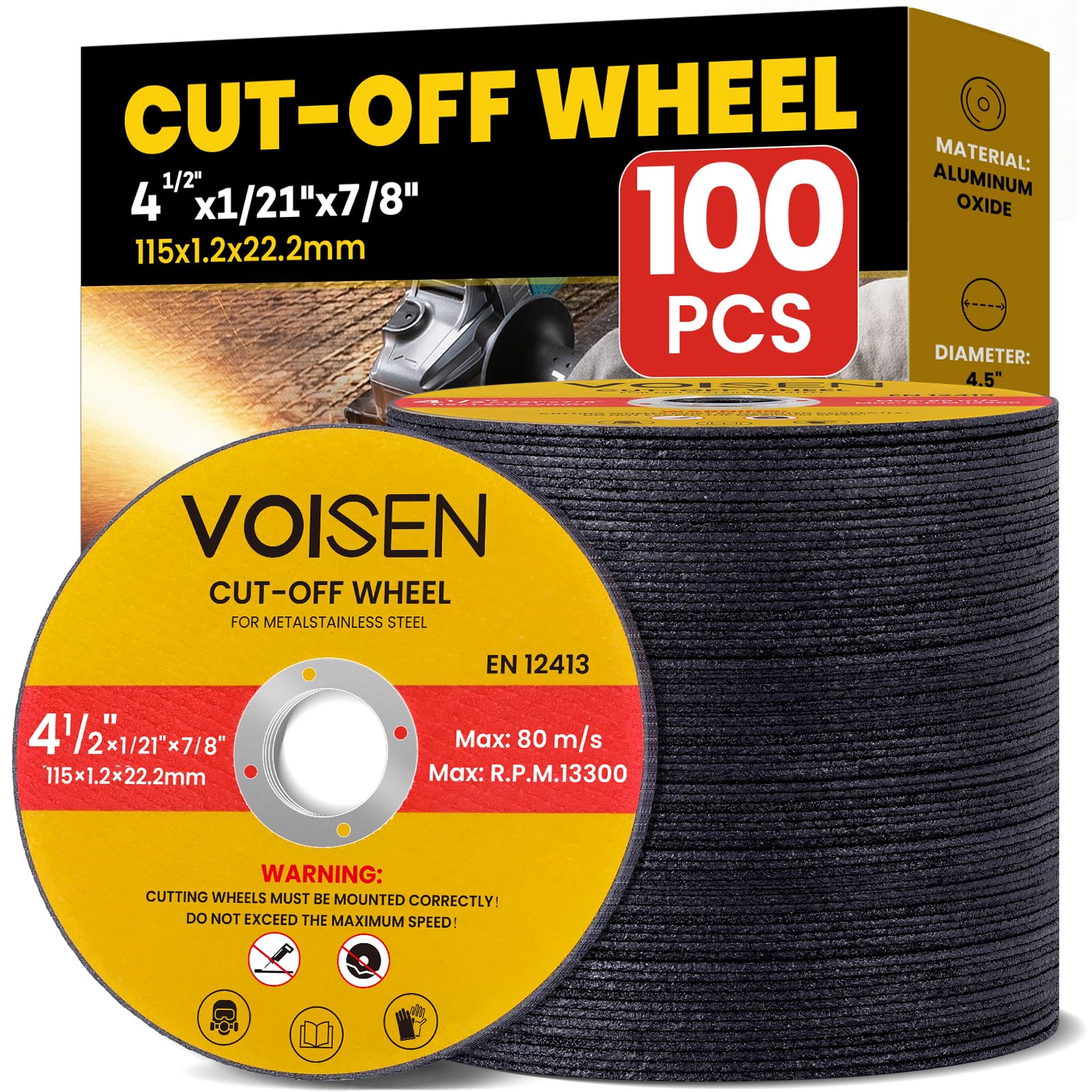 VOISEN Cut Off Wheels 4 1/2 Inch,100 PCS Angle Grinder Cutting