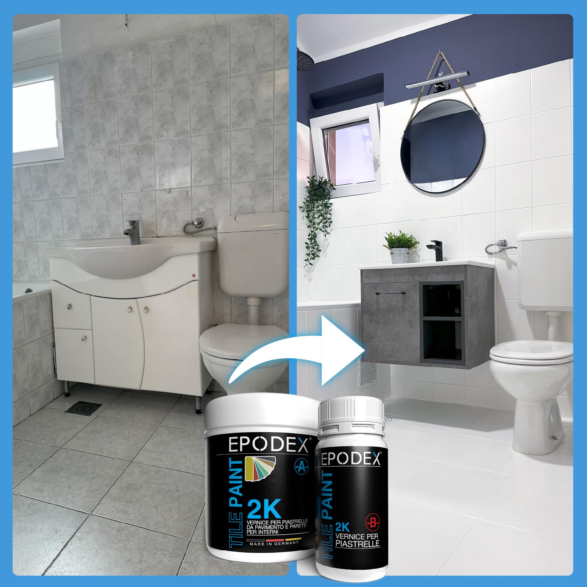 EPODEX 2K Vernice per piastrelle CON ACCESSORI, vernice epossidica per cucina, bagno e altri ambienti, per piastrelle da aarete e pavimento - 1,8kg - 7m² per 2 mani - Peach - Pastel