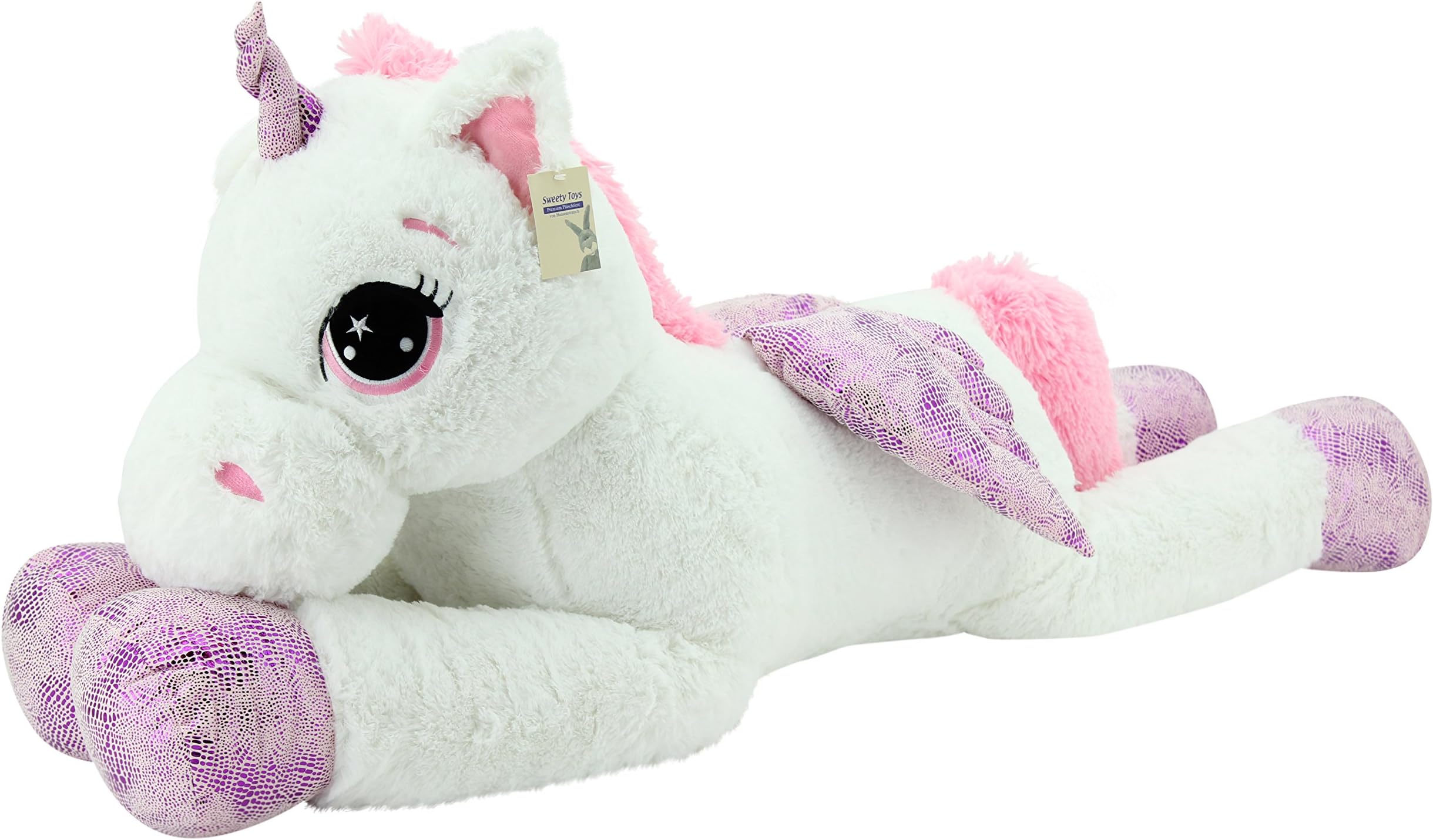 8056 XXL Unicorn Pegasus Soft Toy 130 cm White