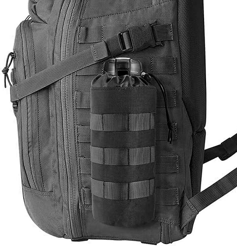 Miniatura 6 de FRTKK Bolsa táctica para botella de agua Molle con cordón abierto superior y parte inferior de malla, bolsa militar para botella de agua, bolsa de