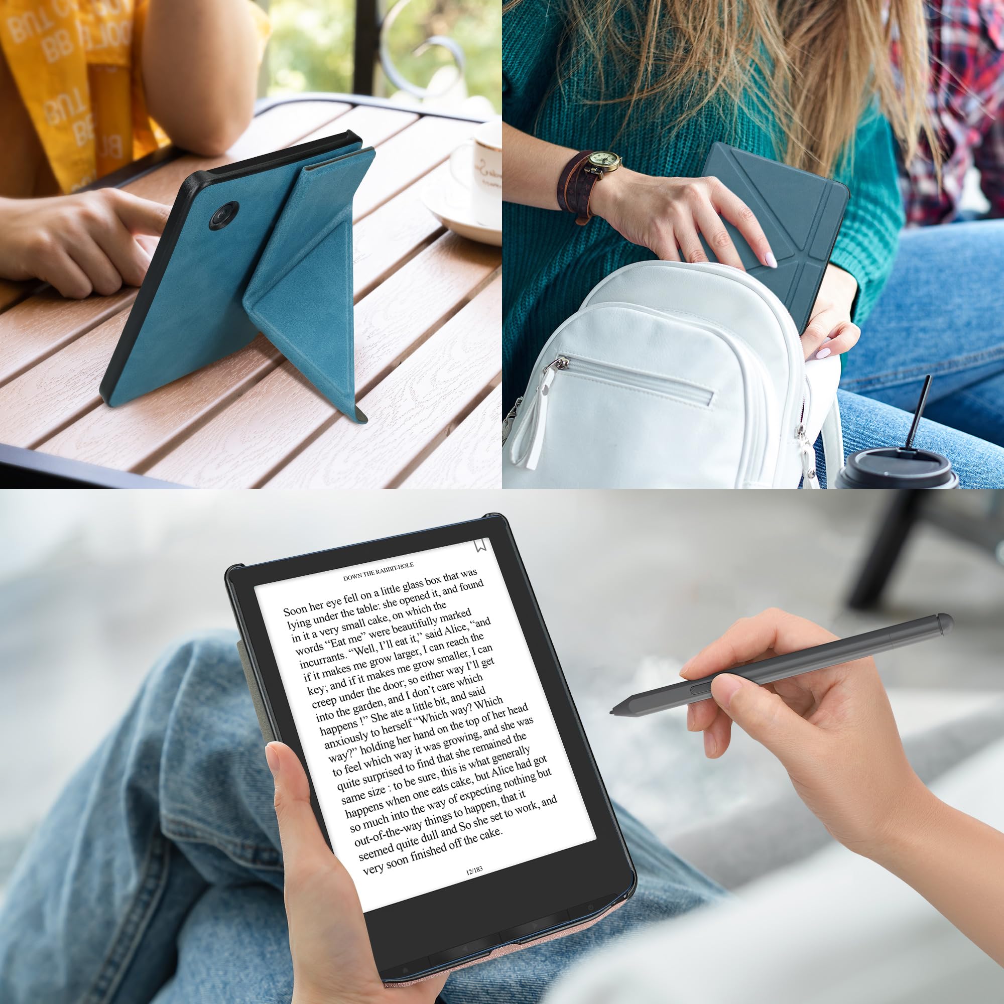 Kwmobile Étui à Rabat Magnétique Pour Kobo Libra Colour - Coque Similicuir Protection, Support Origami, Couleur Pétrole