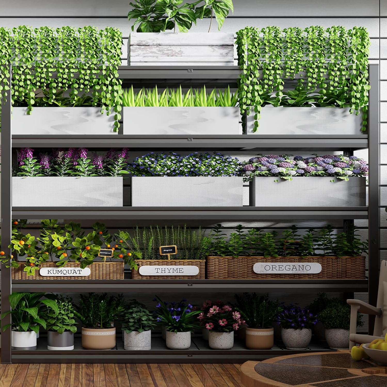 5-Tier Storage Shelves, 78" W Garage Shelving Heavy Duty Metal Adjustable Garage Shelves, Shelving Units Industrial Shelving for Warehouse, 78" W x 24" D x 78" H