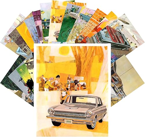 PIXILUV Postales vintage 24 unids coche clásico American Publicing Poster Anuncios de los años setenta