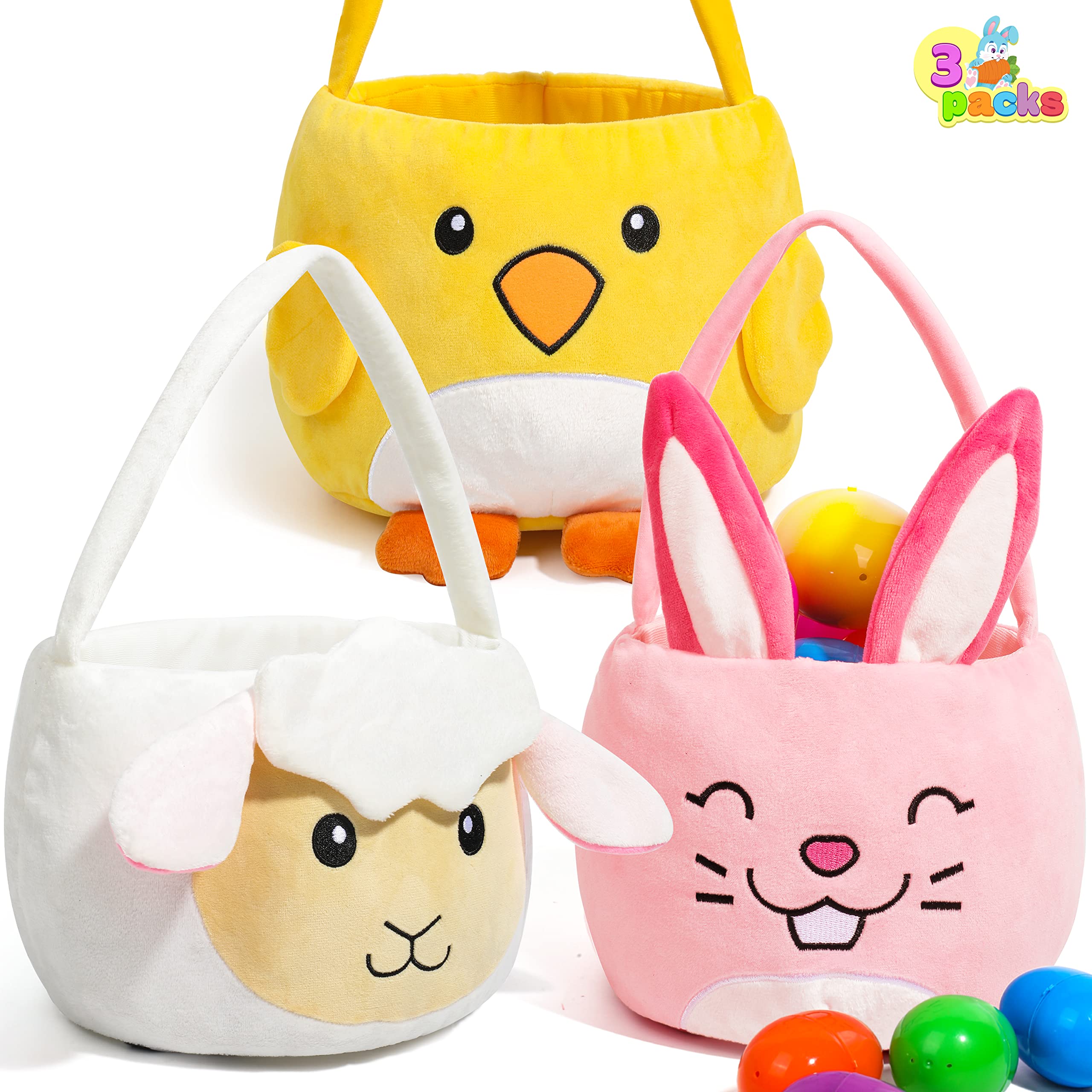 JOYIN 3 Plush Easter Baskets 12.8