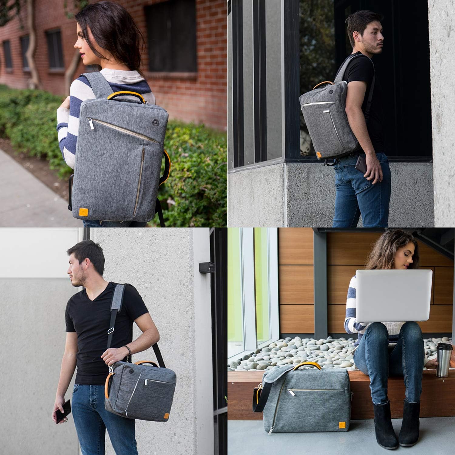 Grey 14-inch Convertible Hybrid Laptop Bag Messenger Bag Compatible with Microsoft Surface Laptop 5 4 3 13.5" 15"