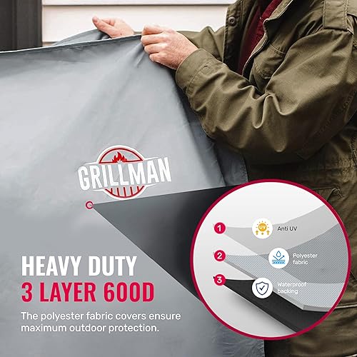 Miniatura 4 de Grillman - Funda para parrilla exterior, resistente e impermeable para barbacoa, a prueba de rasgaduras y resistente al viento, grande para parrilla