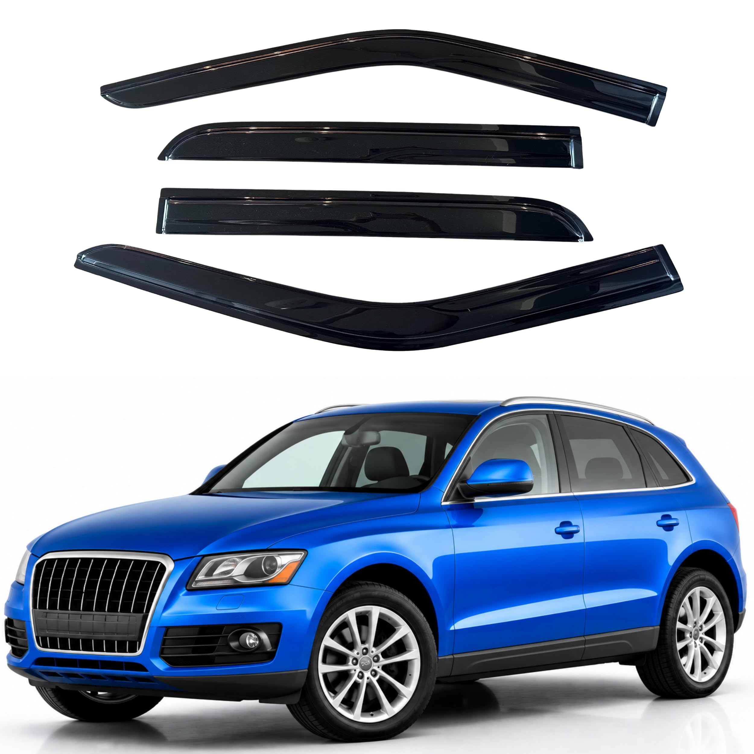 IG Window Visors Fit for 2009-2017 Audi Q5, Out-Channel Rain Guards Vent Wind Deflectors 4PC, Car Accessories for 09-17 Audi Q5