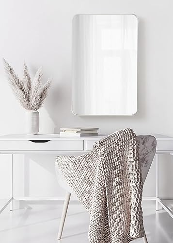 Miniatura 4 de Kate and Laurel Zayda Radius - Espejo rectangular de pared, 20 x 30 pulgadas, plateado, espejo rectangular minimalista con marco de metal con