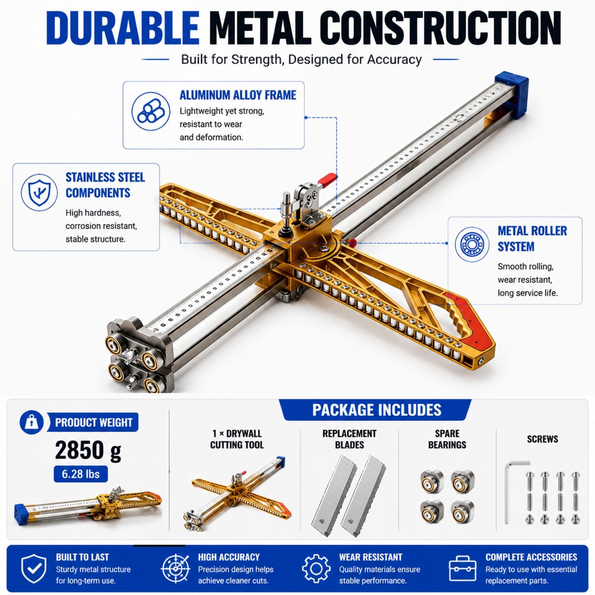 Cortador de Placas de Yeso, Doble Cuchillas Manual Drywall Cutter