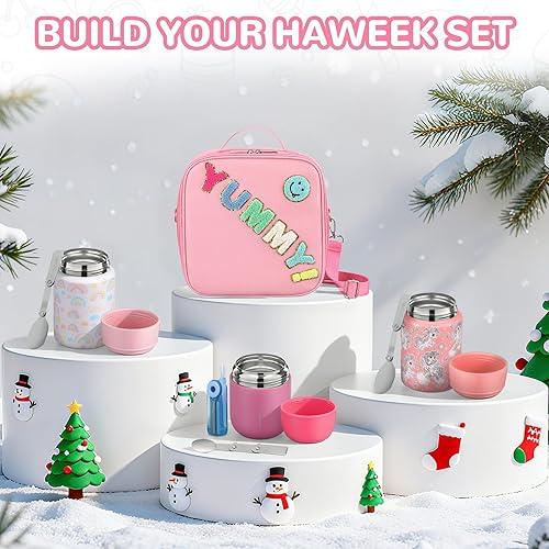 Miniatura 8 de Lonchera térmica para niños con correa ajustable para el hombro, impermeable, reutilizable, para niñas, niños, lavable, suave, térmica, para la