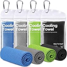 ROXUN Cooling Towels, 4 Pack 40x12 Chilly Ice Rags for Neck and Face