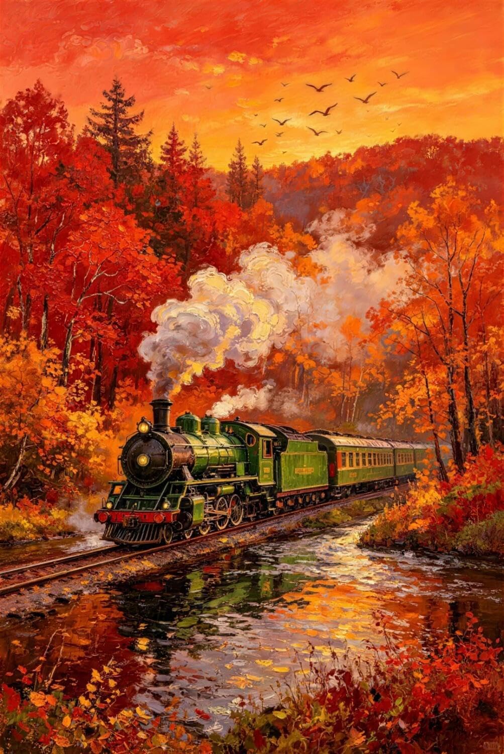 AxiangziK DIY Kit Punto A Croce Treno d'epoca 11CT 80x100cm
