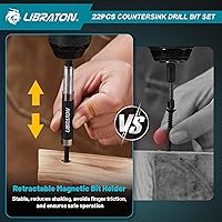 Vista 7 de Libraton Countersink Drill Bit Set, 22 PCS Wood Counter Sink Drill Bit Adjustable, #4, #6, #8, #10, #12, Magnetic Drill Bit Holder Extension for