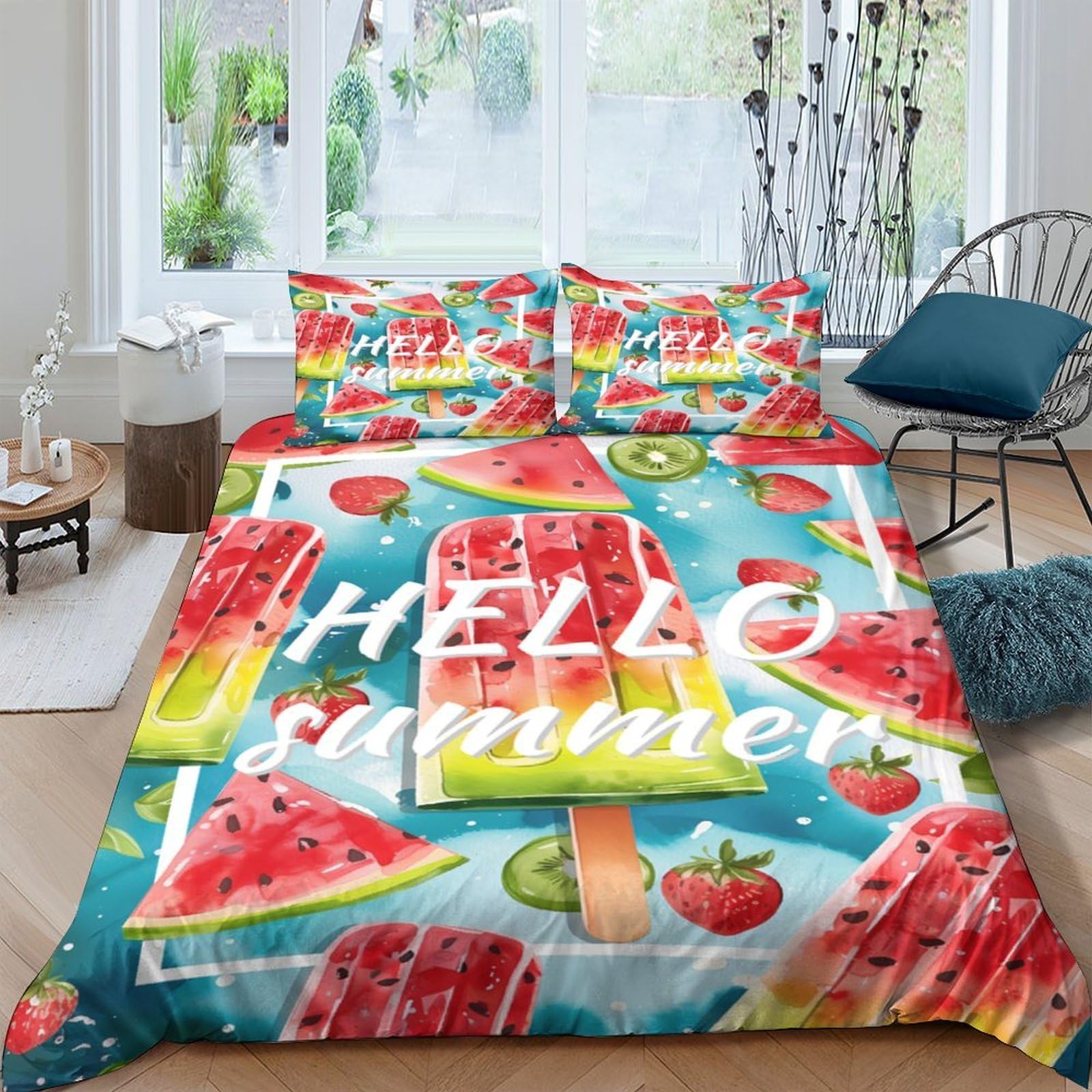 Ctjqhvkz Style-6 3D Printed Watermelon Fruit Fitted Sheet Microfiber Summer Vivid Bed Cover For Bedroom Guest Room Mattress Protection Single（135X200cm）