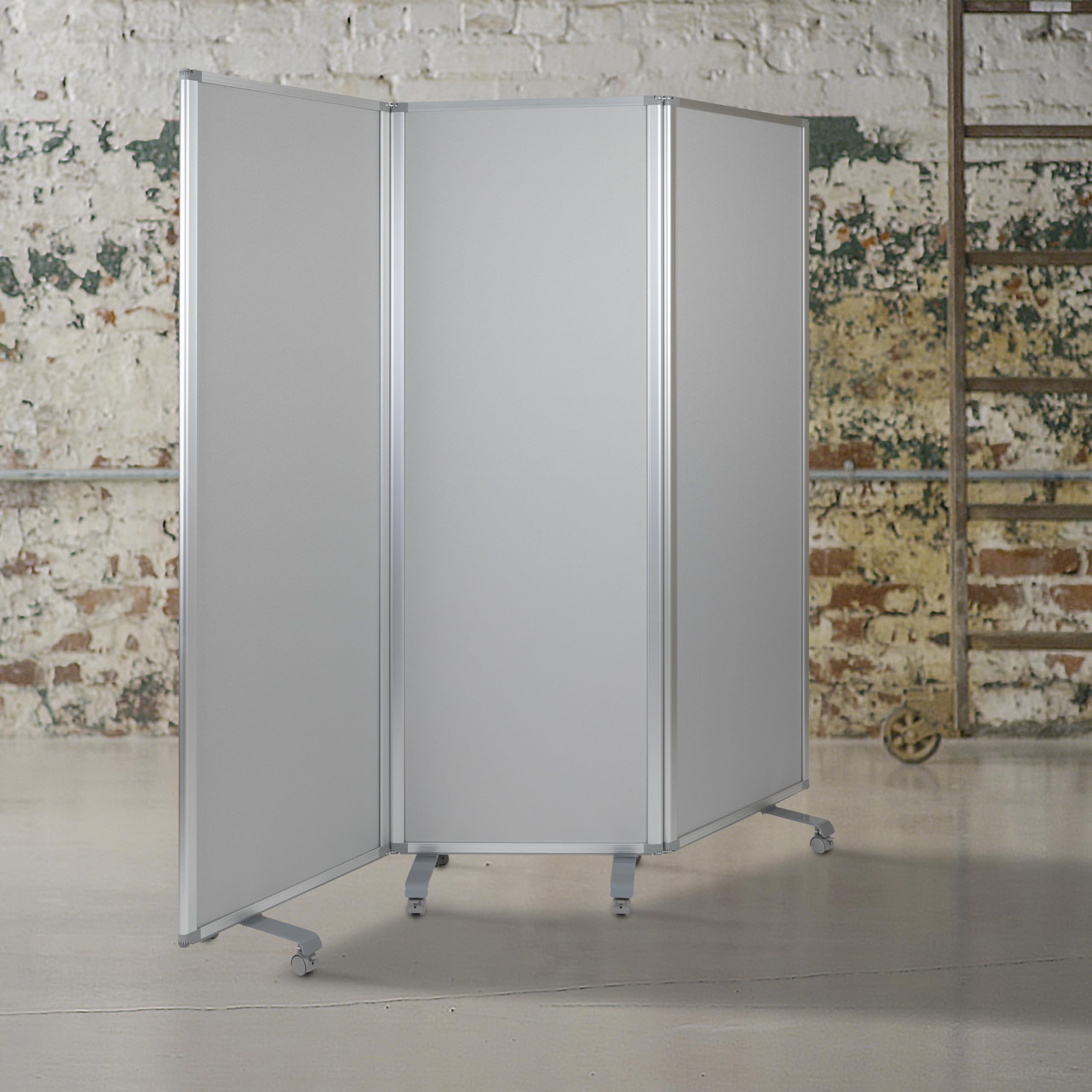 Classroom Essentials Double Sided Mobile Magnetic Whiteboard/Cloth Partition with Lockable Casters, 72"H x 24"W (3 Sections Included)