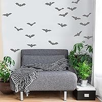 Vista 1 de Chromantics Juego de calcomanías de murciélagos voladores, calcomanía de murciélago de Halloween con corte de beso (gris)