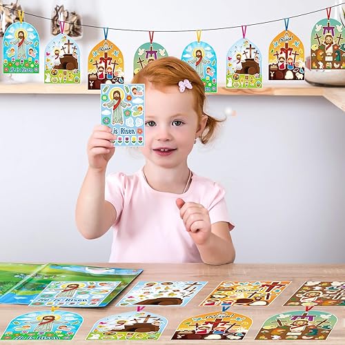 Miniatura 5 de 36 calcomanías de escena de Pascua para niños, calcomanías de Pascua con el que vive, manualidades religiosas, calcomanías de Jesús cristiano,