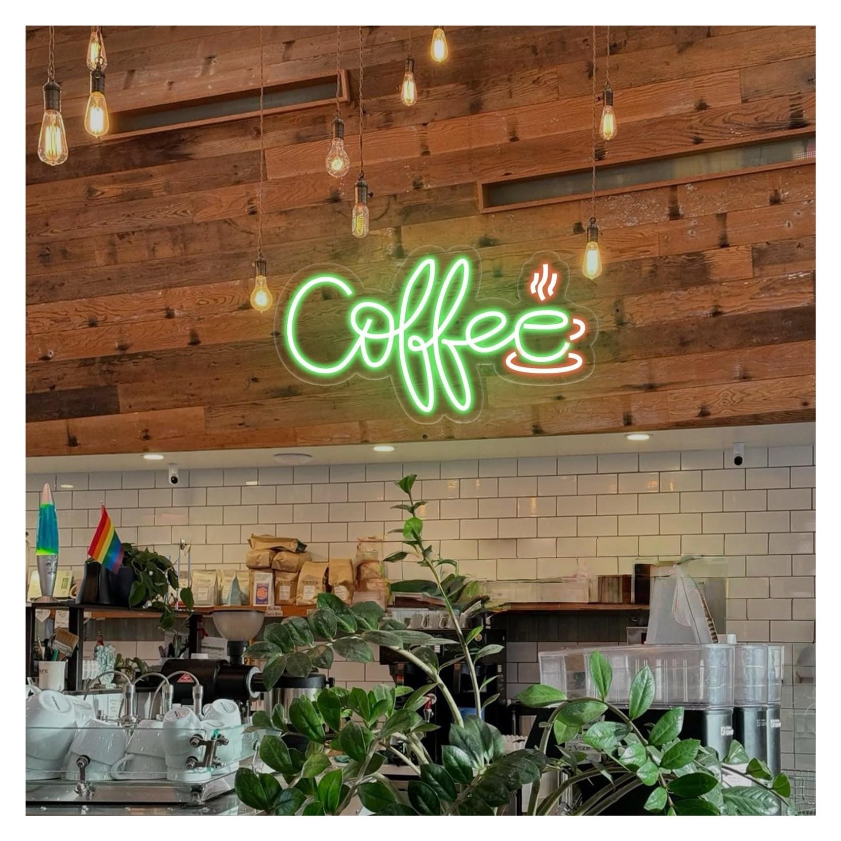 RONGCH Hanging Art Signs Coffee Neon Sign,Suitable for Drink Shop Kitchen Home Wall Decor with Dimmable 27cmx50cm(B)
