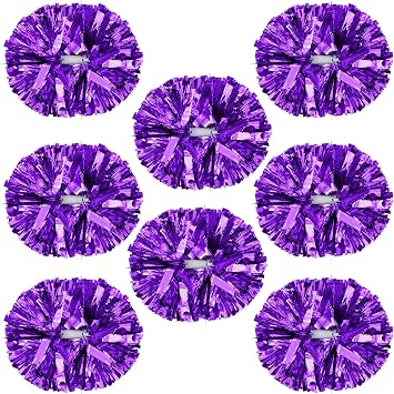 Vegove 8 Pcs Cheerleading Pom Poms, Plastic Metallic Foil Cheer Hand Flowers Bulk, Cheerlead Pompoms for Adult Sports Team Ball Game 13.4 Inch, 75g Weight Each