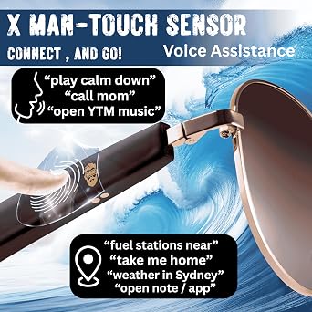 2026 XR Smart AI Glasses for Men Women, ChatGPT-Claude-Gem Business/AI Agents Convo 200 Languages 99% Accuracy, Siri Android Voice Assist Touch Sensor, Bluetooth Audio, UV400 Polarized Brown Aviator