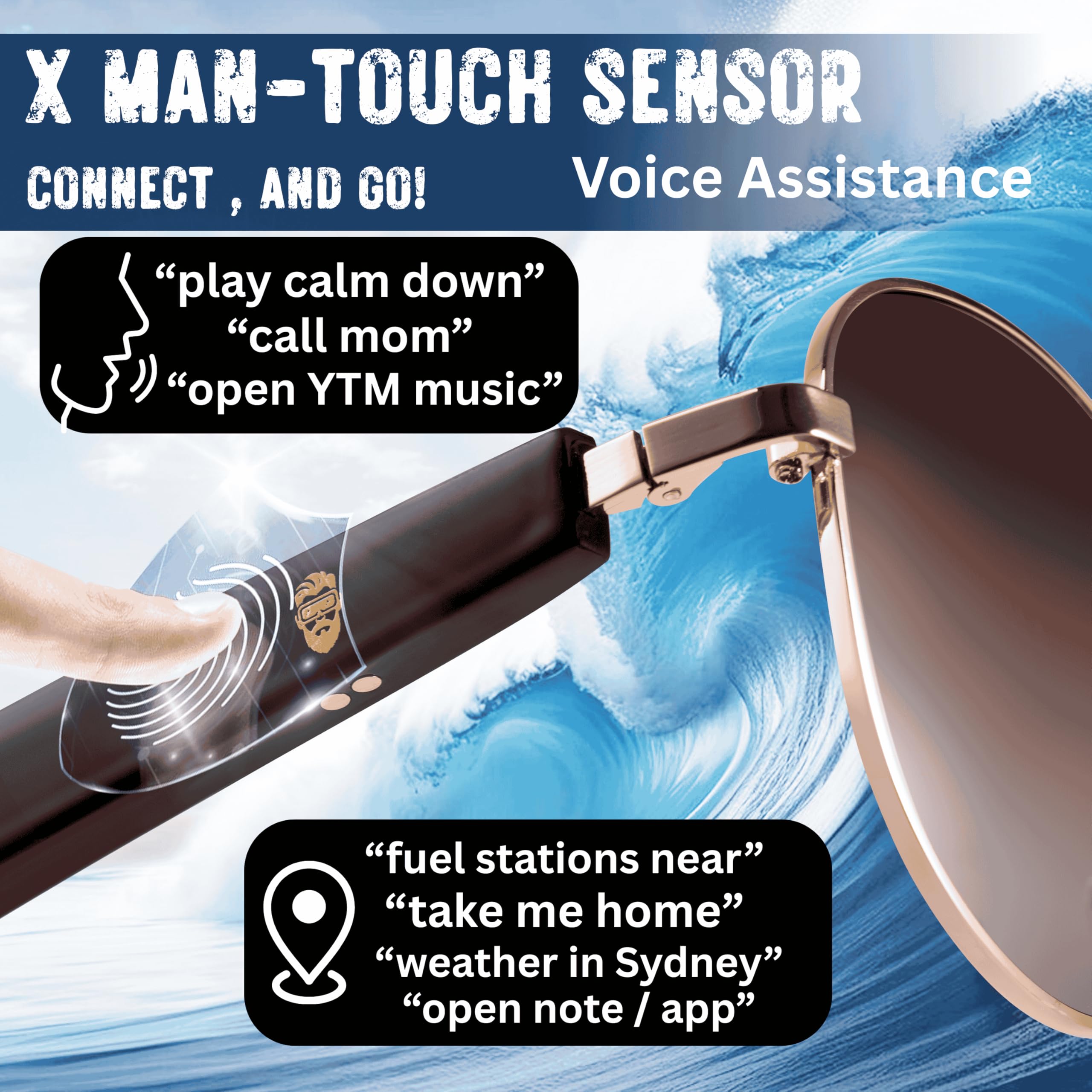 Smart Bluetooth Glasses for Men and Women,with Speakers New 5.3 Android Siri Touch and Voice Assistant, 120H SB, Brown Aviator