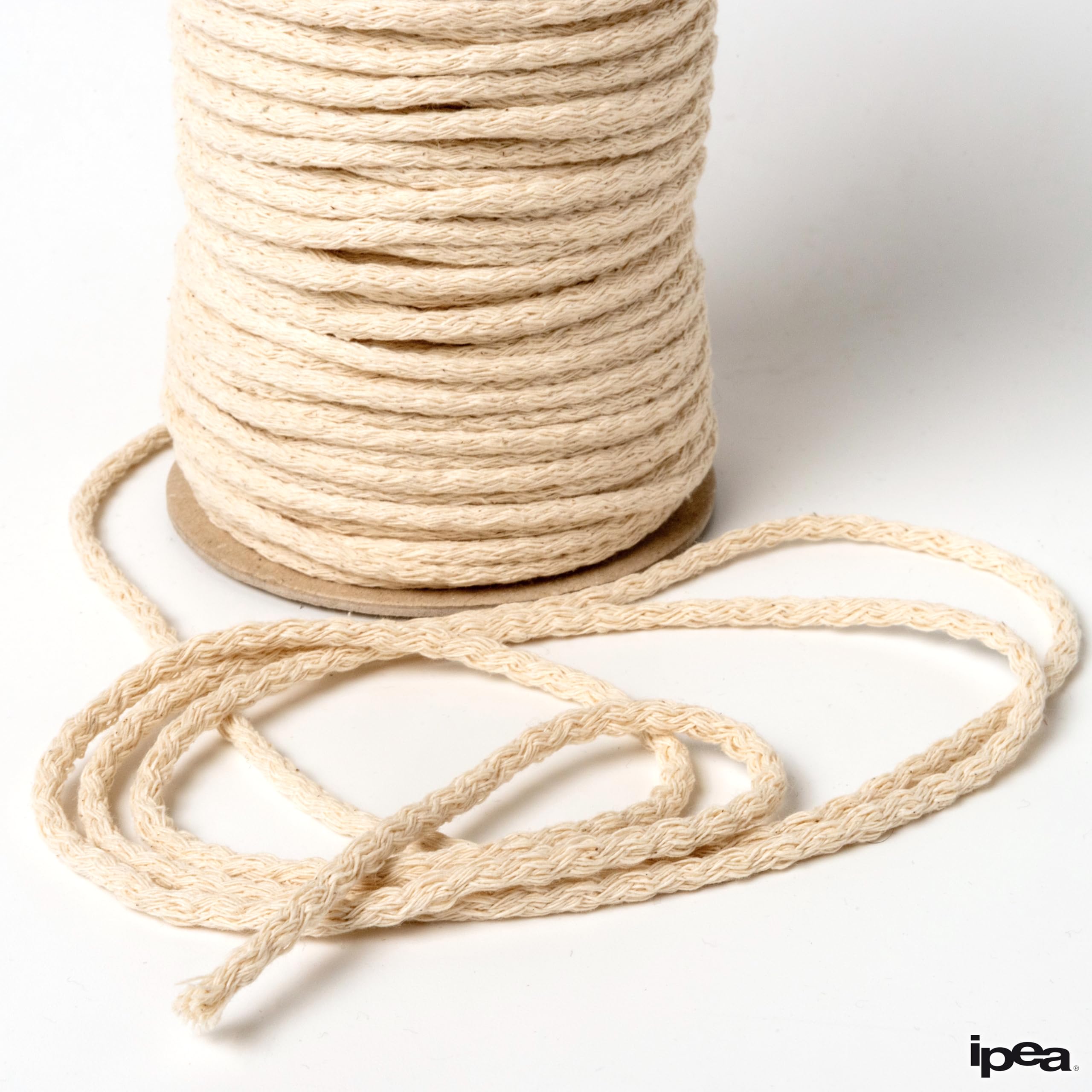 IPEA Hilo de Macramé de Algodón Natural – 4 mm x 100 Metros – Rollo Súper Largo – Cuerda de Macramé