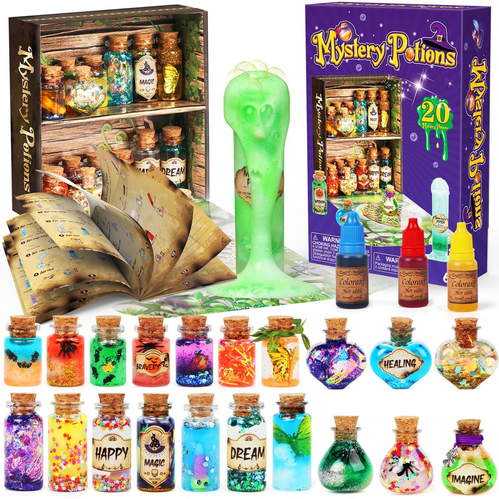 Mystery PotionsDECOHOME Kit for Kids, 20 Magic Mix Wizard Potion Bottles, Craft Toys Creative Christmas Birthday Gifts for Boys & Girls Age 6 7 8 9 10+