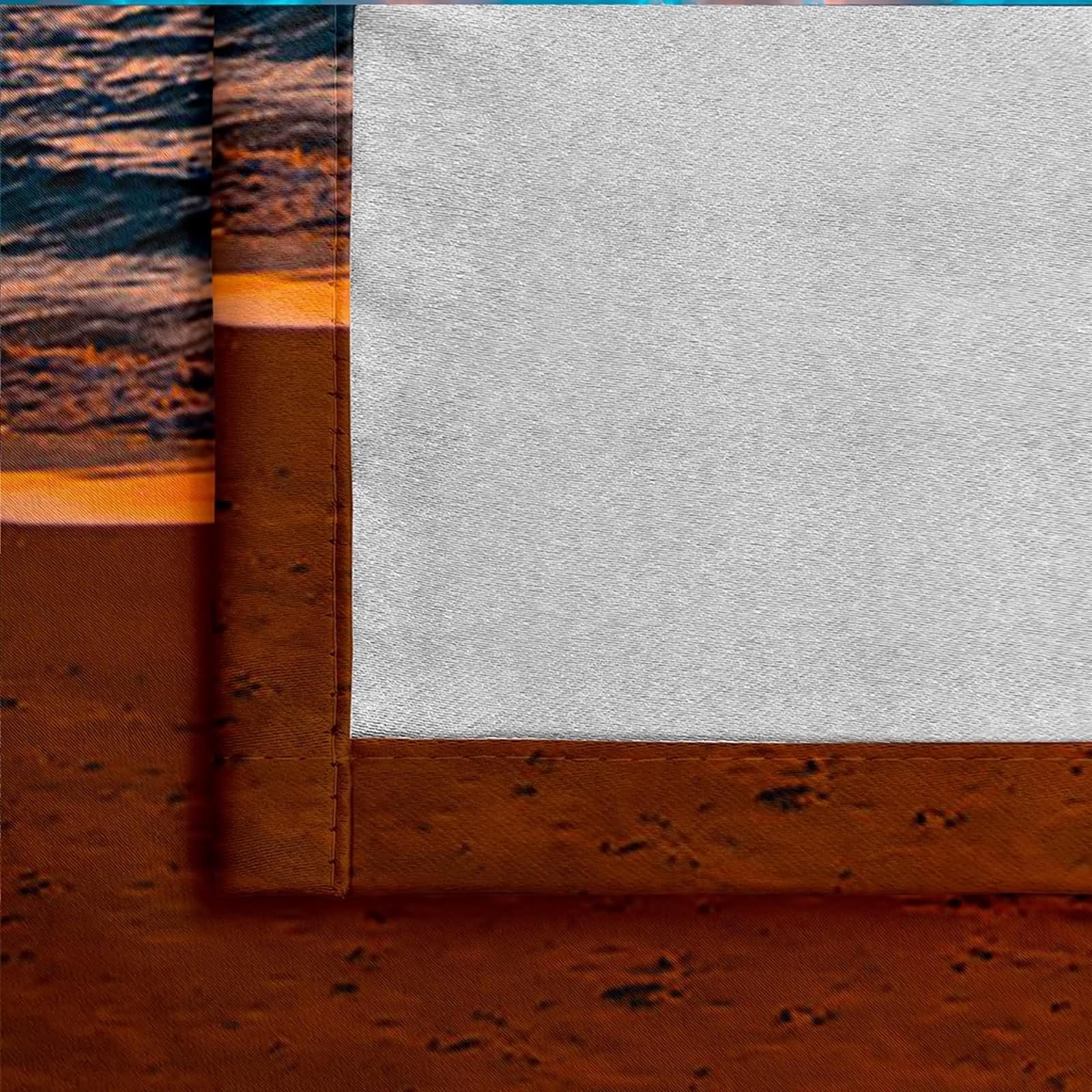 Bad Gardinen, Abdunkelnde Vorhänge Orange Braun Blau Sonnenuntergang Palmen Meer Strand Landschaft Polyester 2er Set 274x183cm