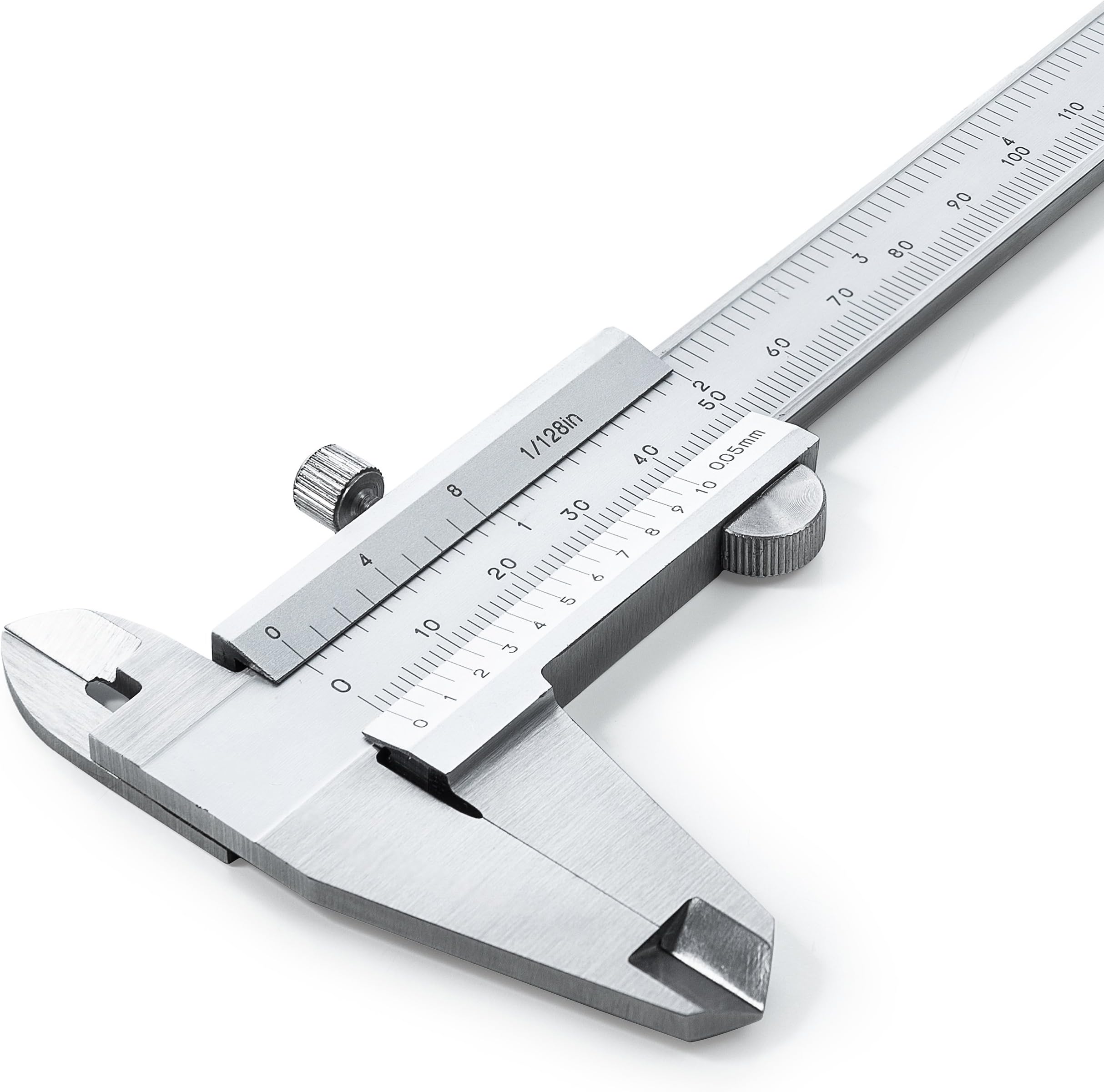 Vernier Caliper 150 mm Made Of Stainless Steel (Hardened), High Analogue Meter Accuracy DIN862, First-class Quality with Depth, Inner and Outer Measurements, 0.05 mm Reading, IncludingCase