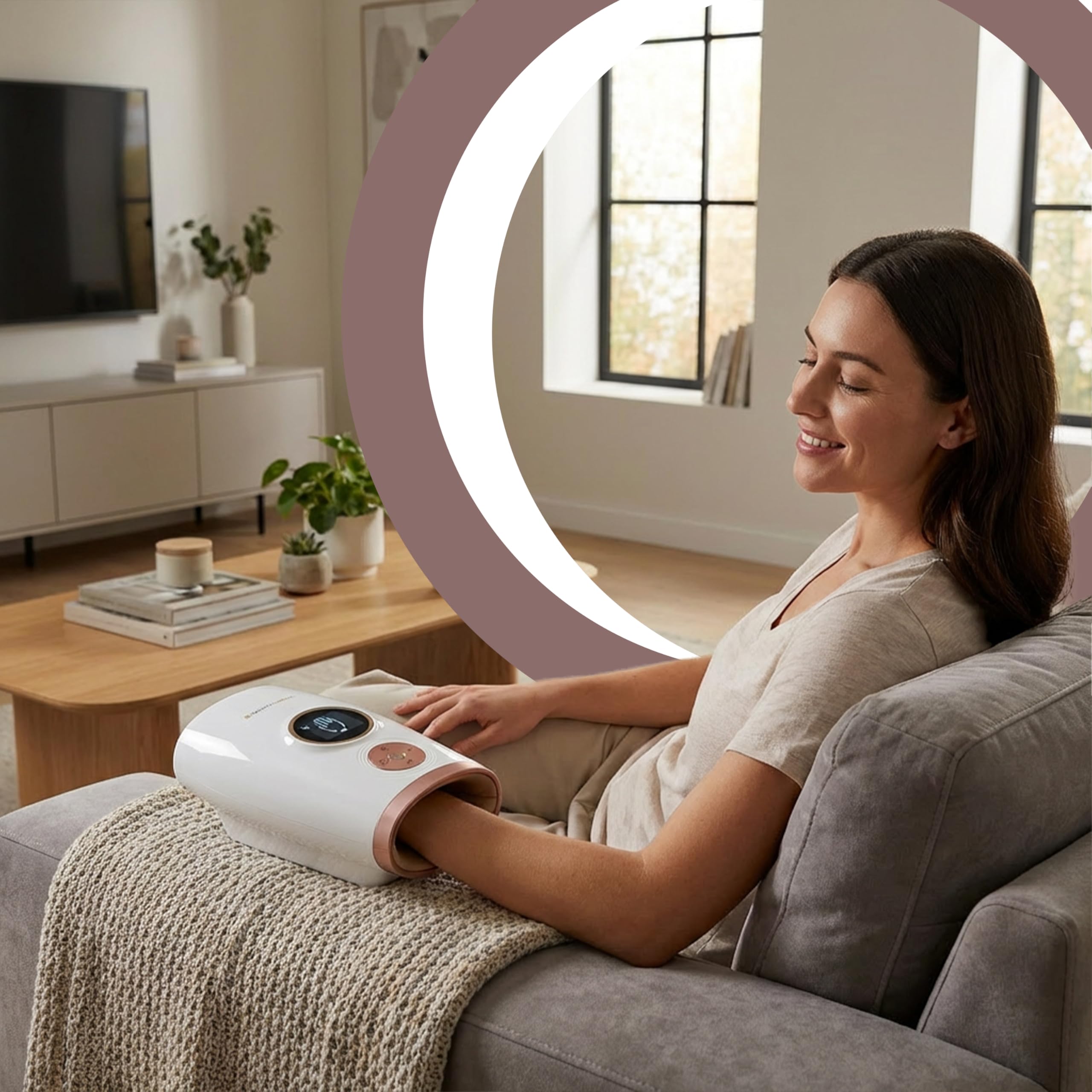 Retoo Elektrisches Handmassagegerät mit Wärme und Kompression – 3 Modi, LCD-Display, kabelloses Massagegerät für Finger, Handfläche & Handgelenk, Arthritis, Karpaltunnelsyndrom, USB Akku