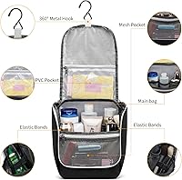 Vista 5 de Della Gao Neceser colgante para mujer, neceser de viaje, organizador de maquillaje, bolsa de cosméticos resistente al agua para accesorios