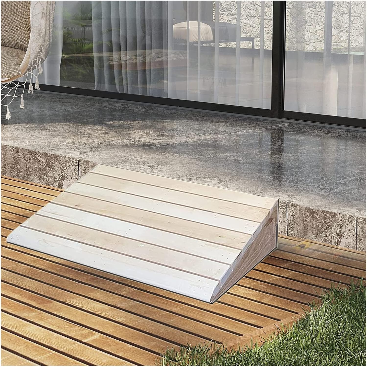 Outdoor Steps Wooden Barrier Free Slope Pad Threshold Ramps For Wheelchairs Walkers