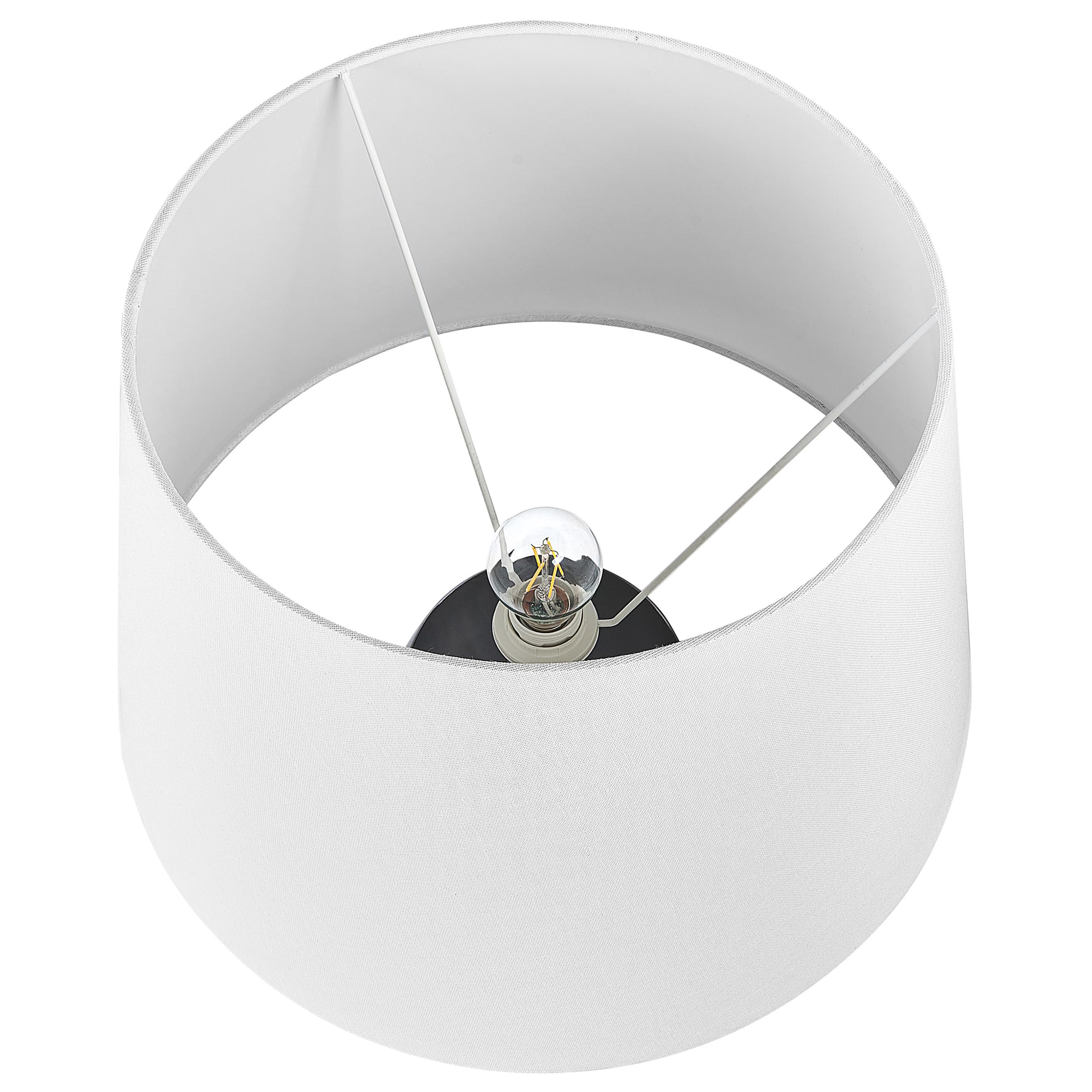 Lampada da tavolo in ceramica grigia e beige con paralume bianco 63 cm