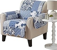 Vista 29 de Great Bay Home - Funda reversible de patchwork para sofá biplaza, protector de muebles lavable con correas elásticas - Funda para sofá para perros