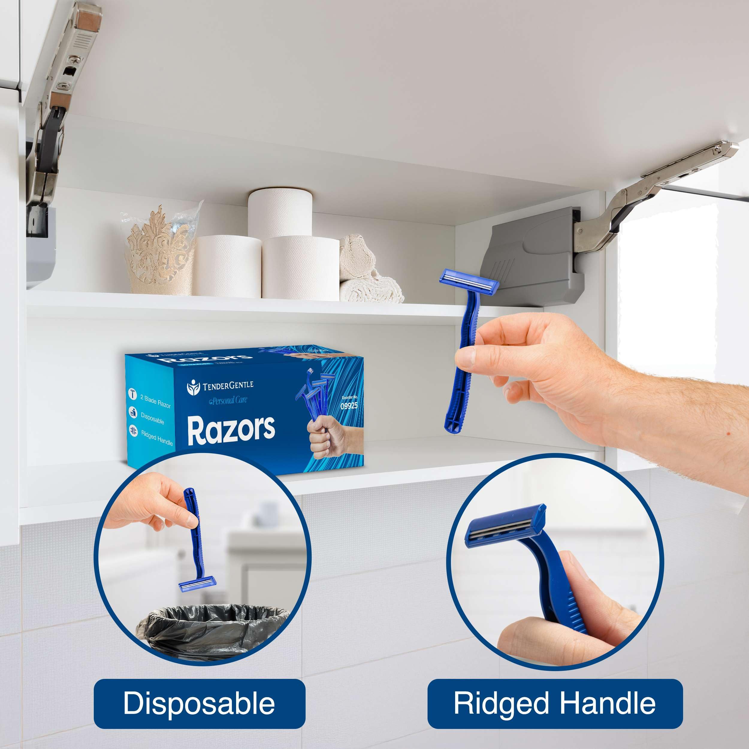 Maquinillas de afeitar desechables para hombres y mujeres, paquete de 50 afeitadoras, maquinilla de afeitar de 2 cuchillas para piernas, axilas y más, buenas para pieles sensibles