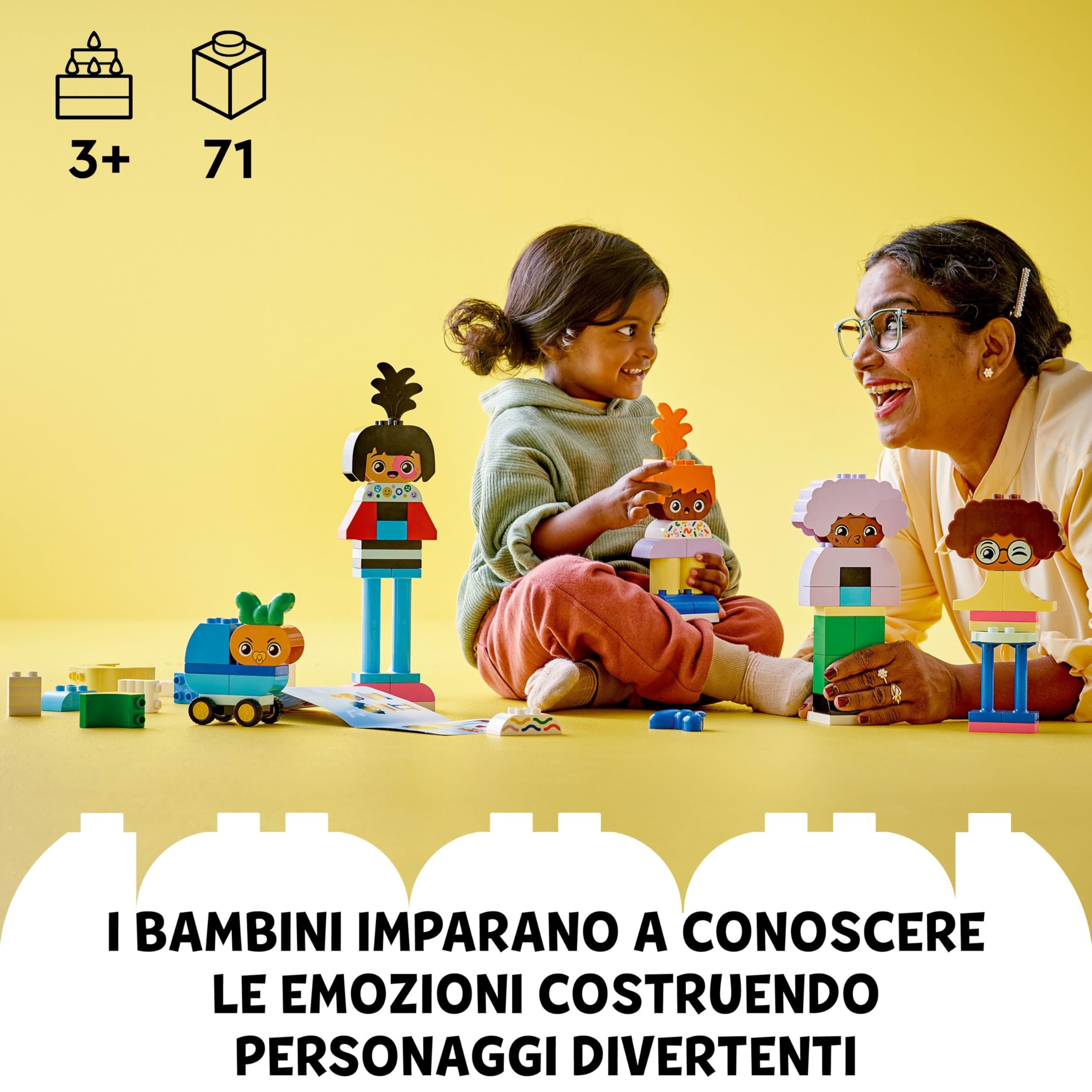 LEGO DUPLO Town Persone da Costruire con Grandi Emozioni - Gioco per Bambini e Bambine da 3 Anni per la Motricità Fine - Include 71 Mattoncini per Personalizzare 5 Personaggi - Idea regalo - 10423