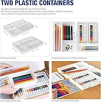 Artbreezing 55-Piece Mixed Media Art Set with Tabletop Easel Box - Complete Painting Kit for Beginners, Students & Artists