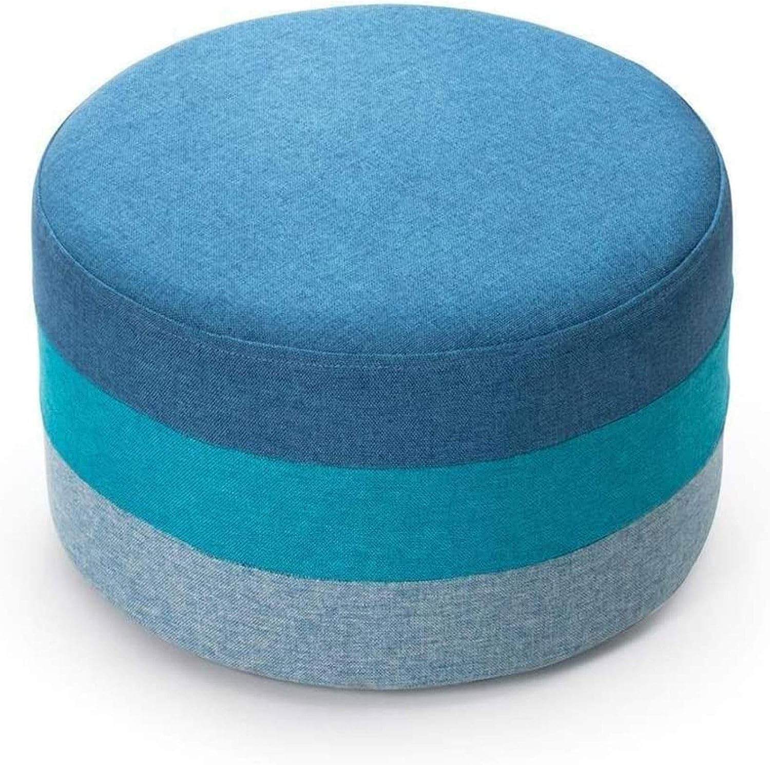 Repose-Pieds Ottoman Gain de Place - Tabouret de Rangement Rond Bleu Assise Moelleuse