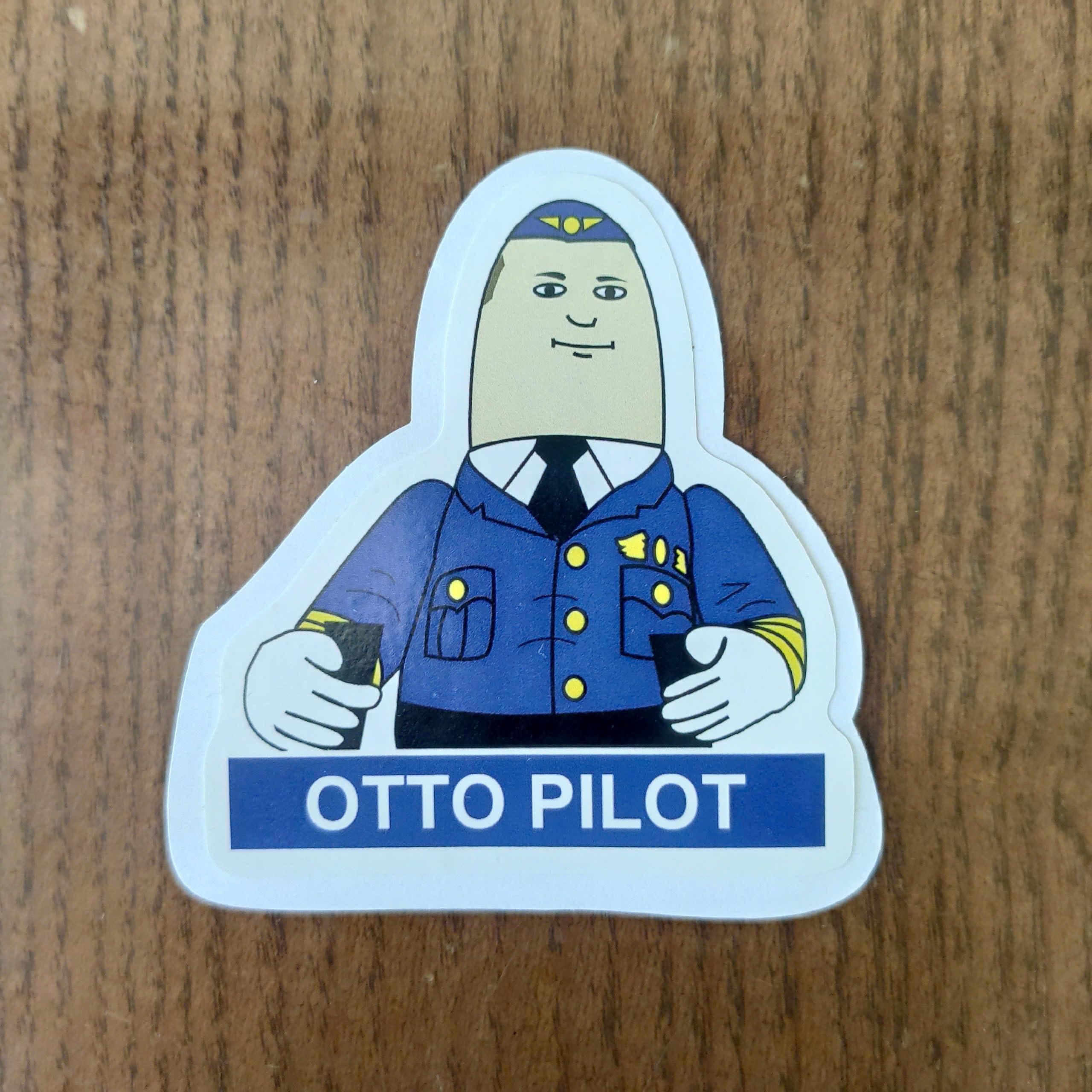 (Pack of 3) Otto Pilot Airplane Movie Sticker 3 inch